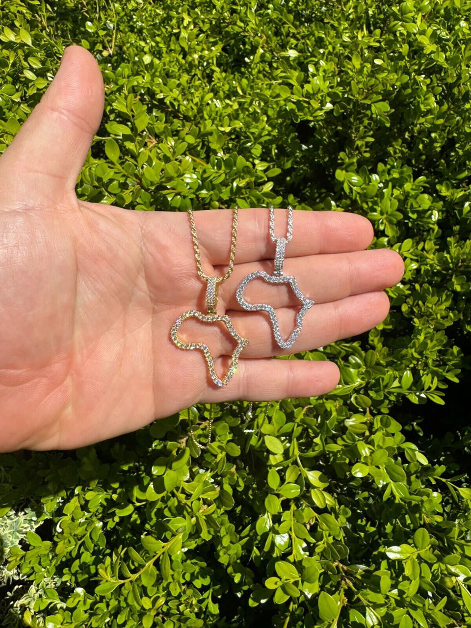 Moissanite Africa Map Hip Hop Pendant | 14k Gold Vermeil Or 925 Silver