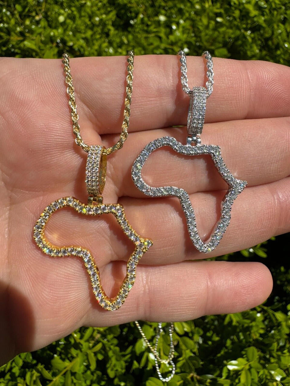 Moissanite Africa Map Hip Hop Pendant | 14k Gold Vermeil Or 925 Silver