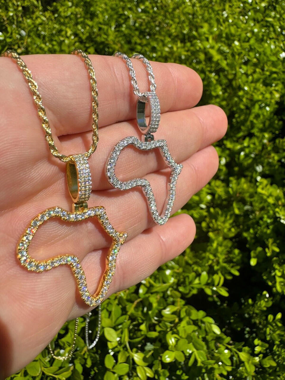 Moissanite Africa Map Hip Hop Pendant | 14k Gold Vermeil Or 925 Silver