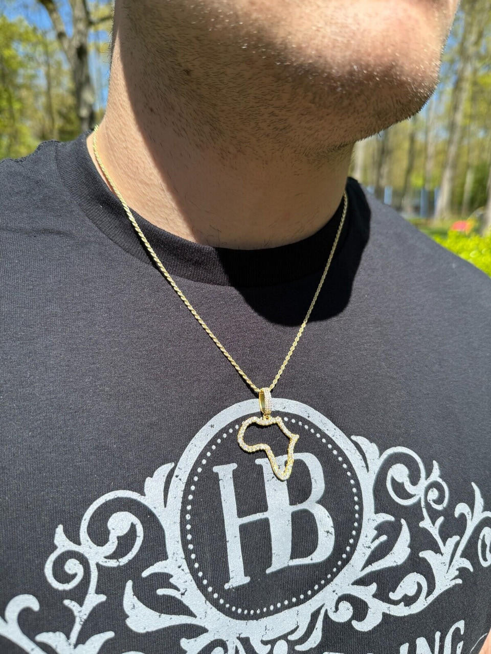 Moissanite Africa Map Hip Hop Pendant | 14k Gold Vermeil Or 925 Silver