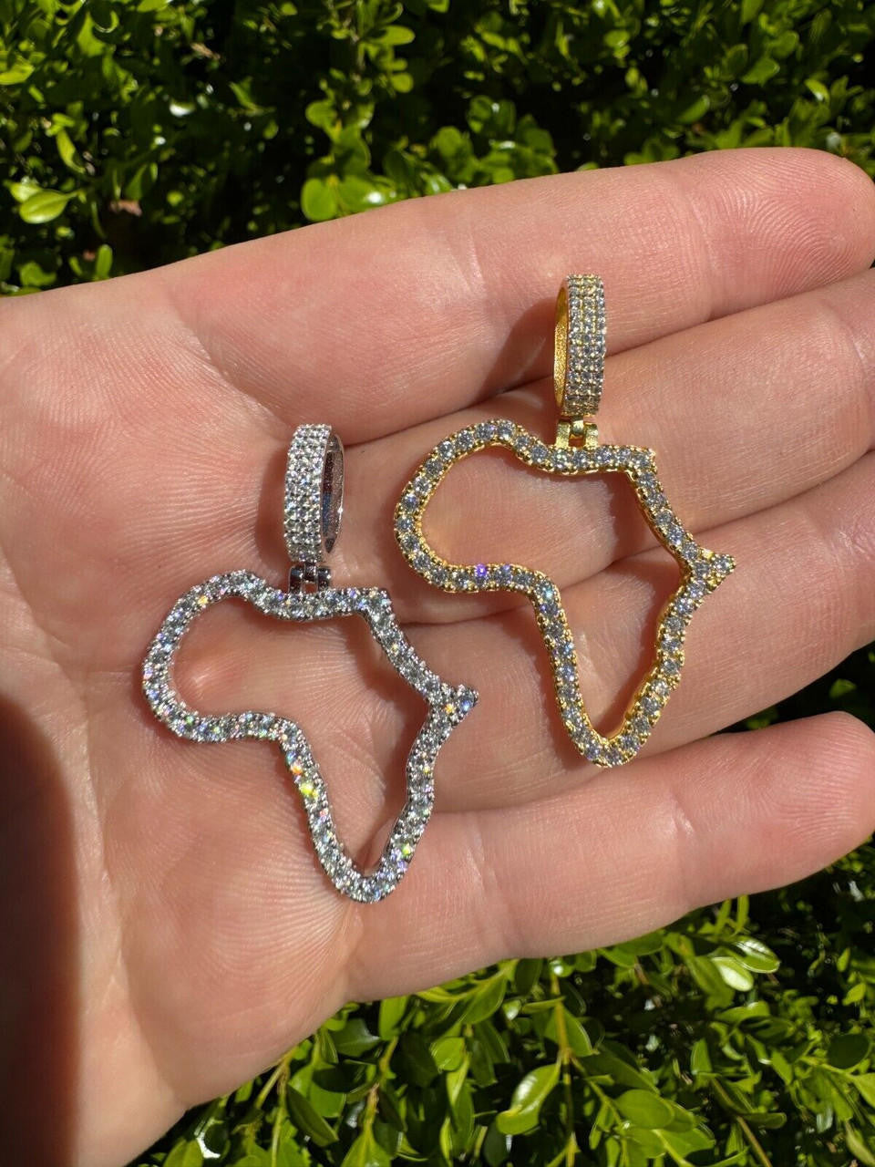 Moissanite Africa Map Hip Hop Pendant | 14k Gold Vermeil Or 925 Silver