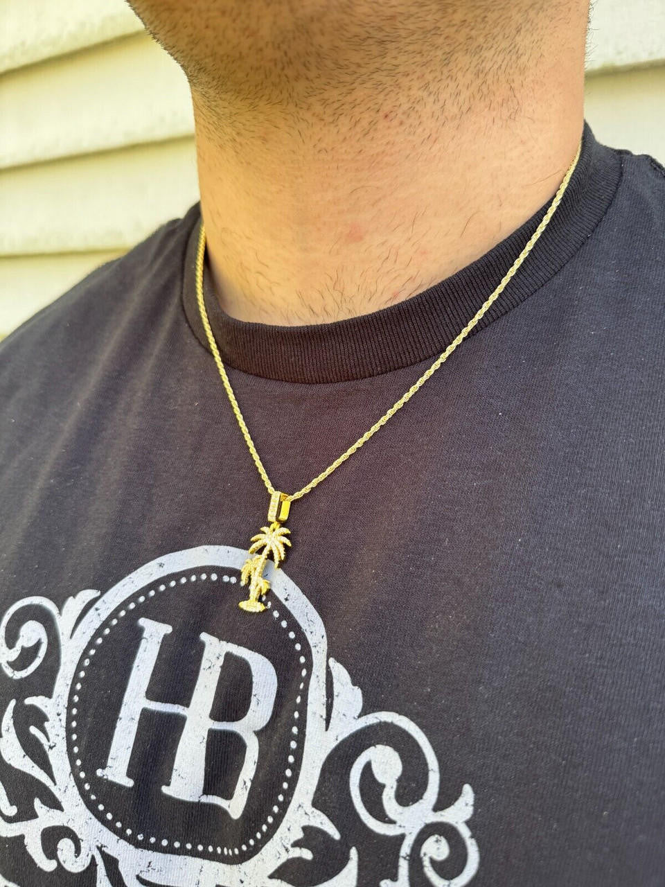 Moissanite Palm Tree Iced Out Pendant | 14k Gold Vermeil Or 925 Silver