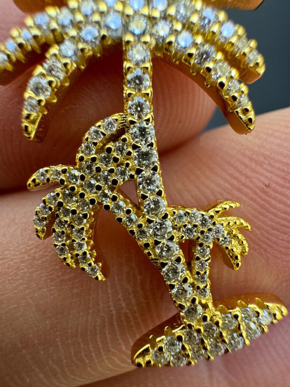 Moissanite Palm Tree Iced Out Pendant | 14k Gold Vermeil Or 925 Silver