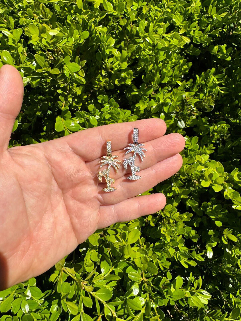 Moissanite Palm Tree Iced Out Pendant | 14k Gold Vermeil Or 925 Silver