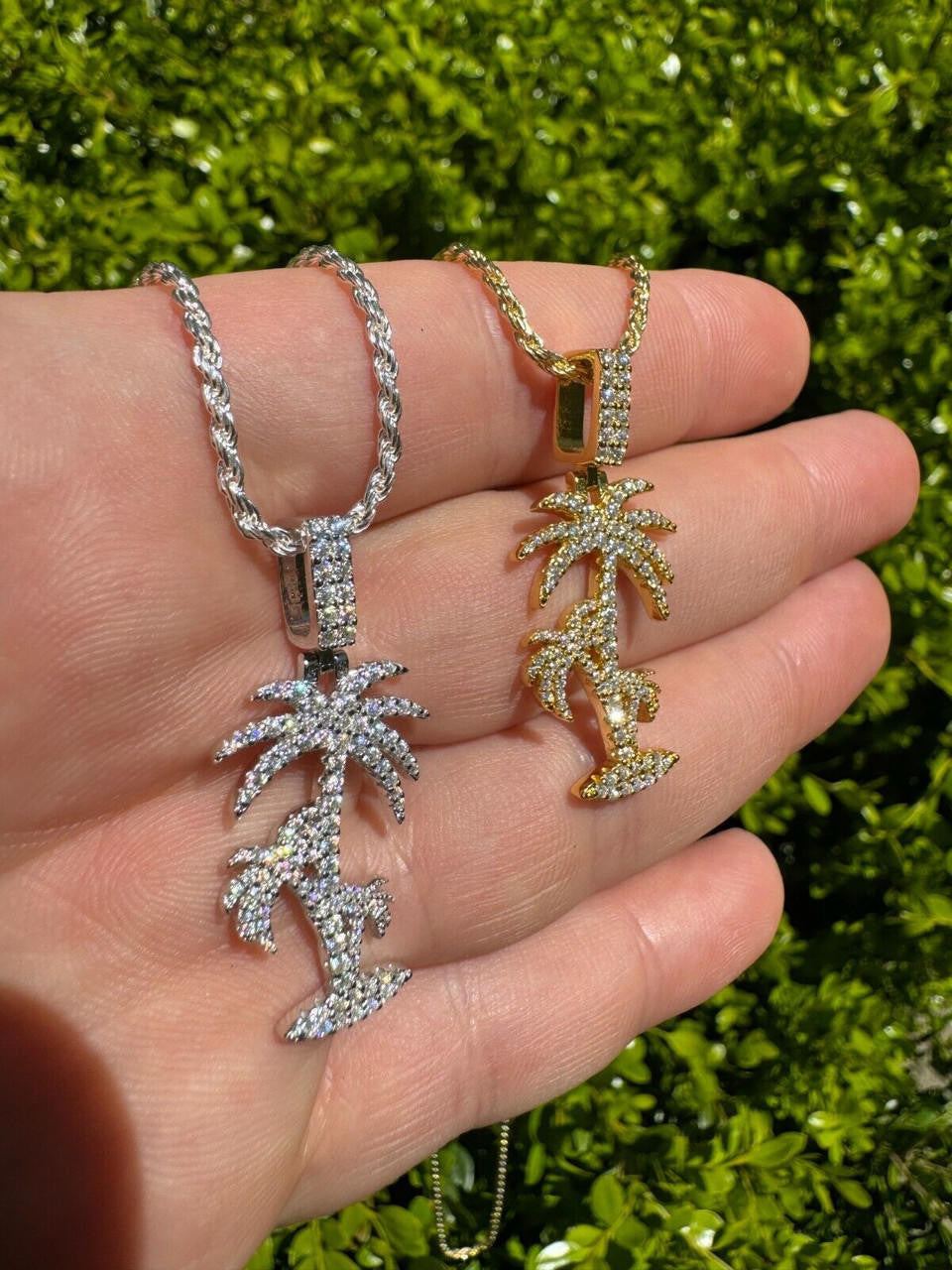 Moissanite Palm Tree Iced Out Pendant | 14k Gold Vermeil Or 925 Silver