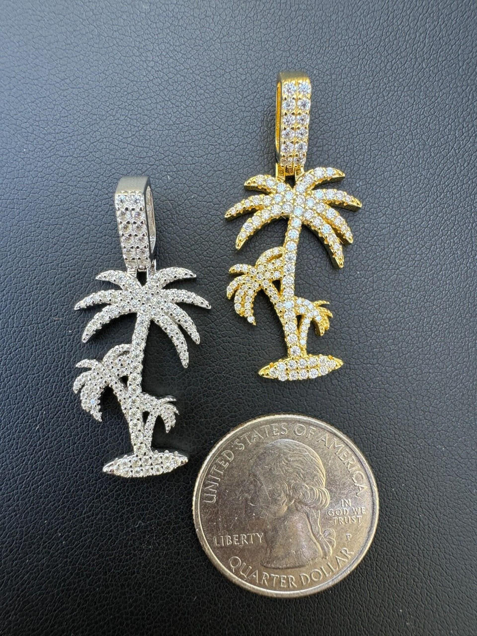 Moissanite Palm Tree Iced Out Pendant | 14k Gold Vermeil Or 925 Silver
