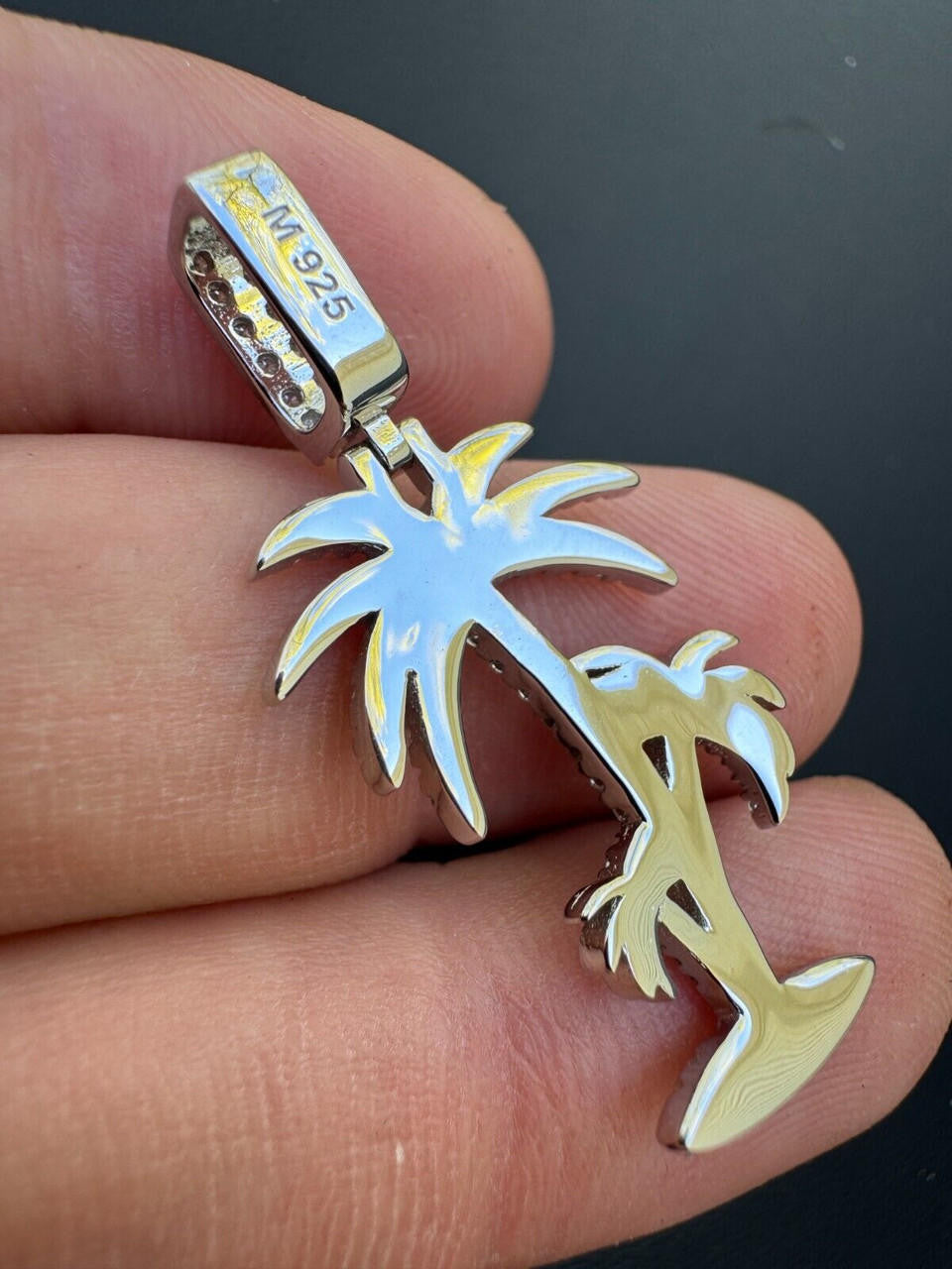 Moissanite Palm Tree Iced Out Pendant | 14k Gold Vermeil Or 925 Silver