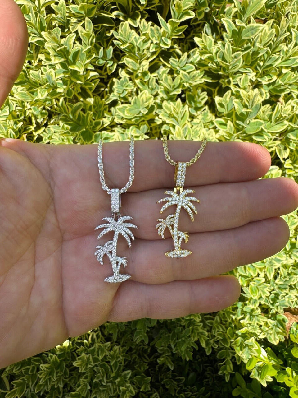 Moissanite Palm Tree Iced Out Pendant | 14k Gold Vermeil Or 925 Silver
