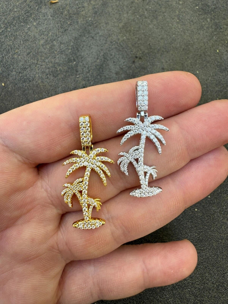 Moissanite Palm Tree Iced Out Pendant | 14k Gold Vermeil Or 925 Silver