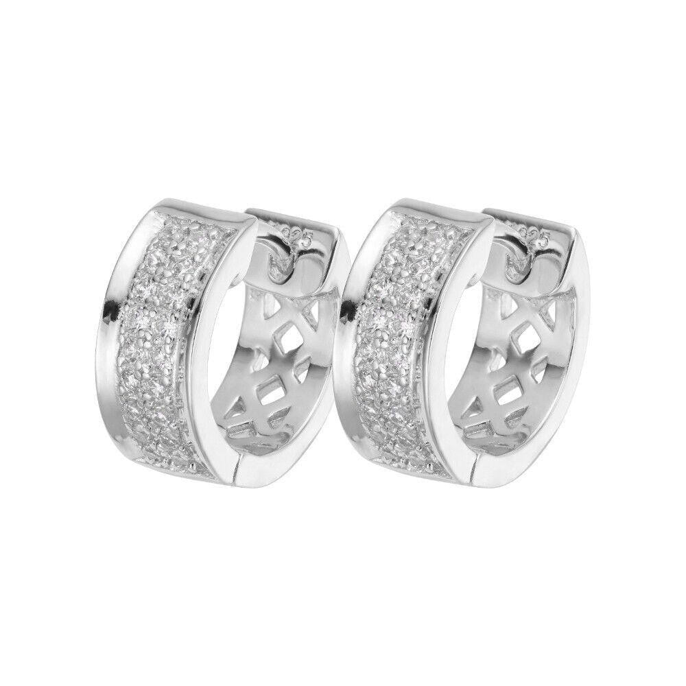 Moissanite Classic Small Huggie Iced Out Hoops | 925 Silver