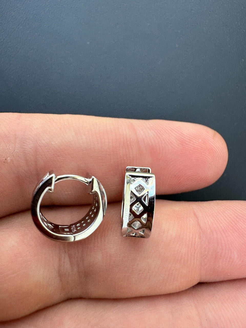 Moissanite Classic Small Huggie Iced Out Hoops | 925 Silver