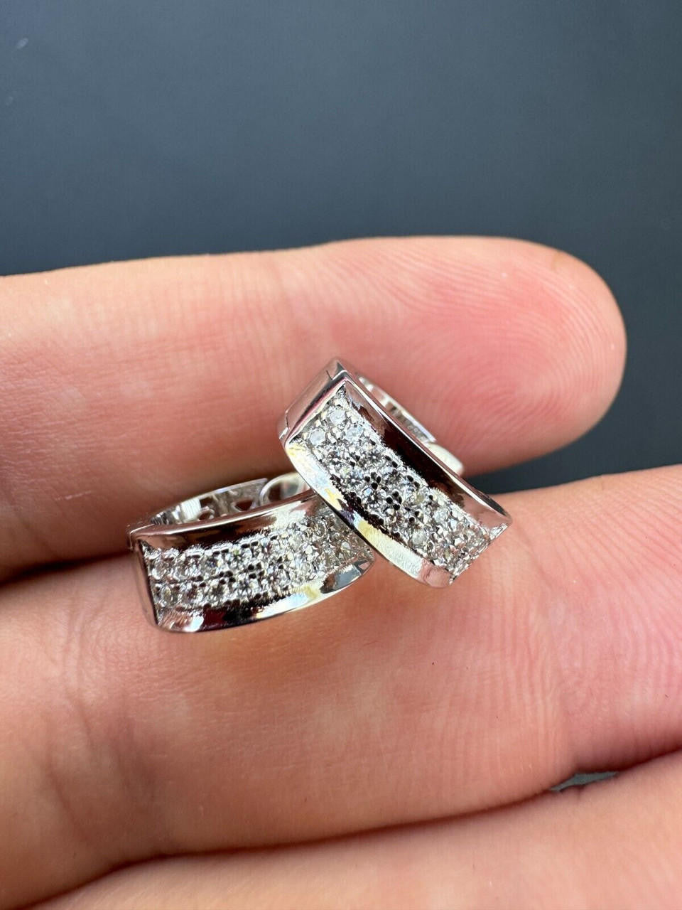 Moissanite Classic Small Huggie Iced Out Hoops | 925 Silver