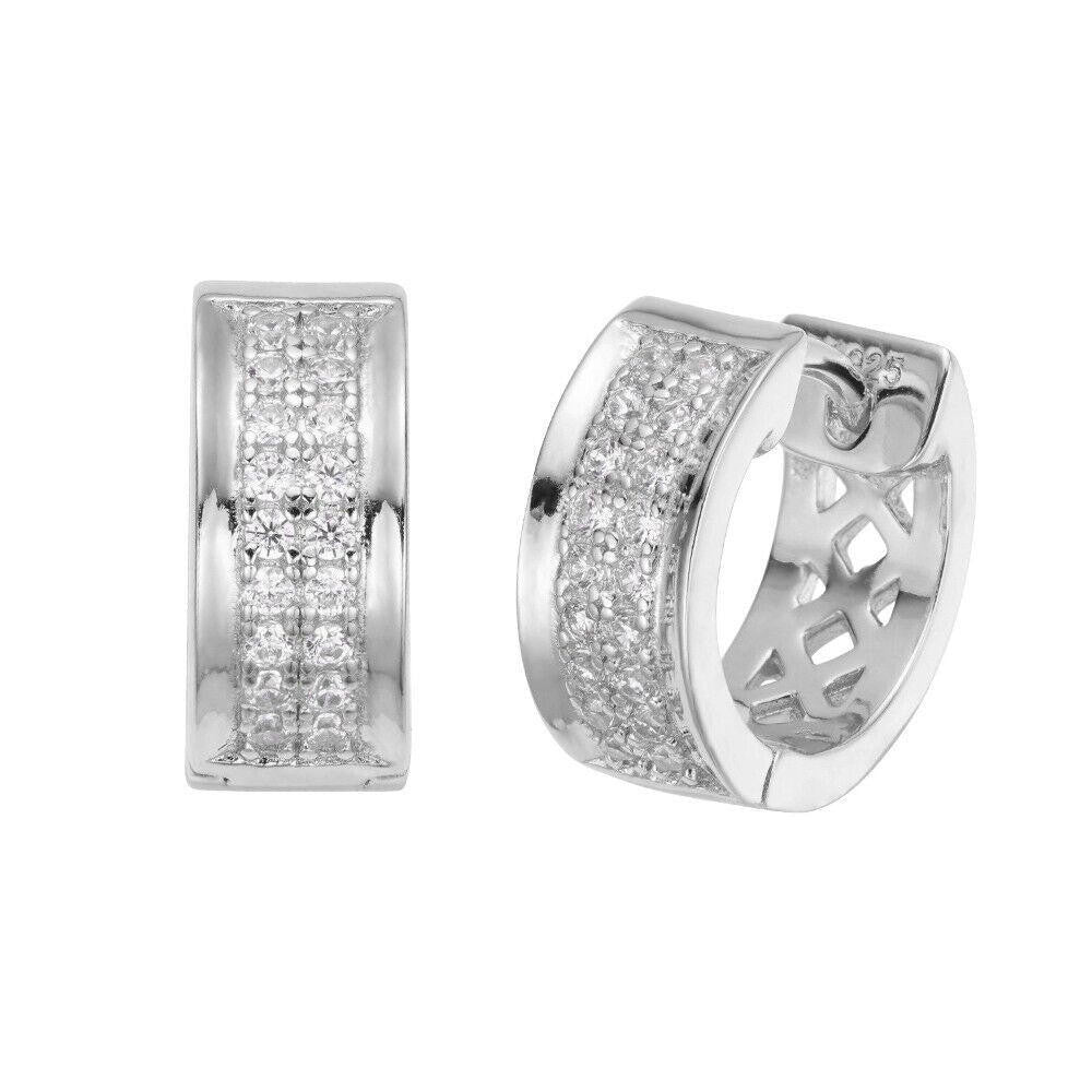 Moissanite Classic Small Huggie Iced Out Hoops | 925 Silver