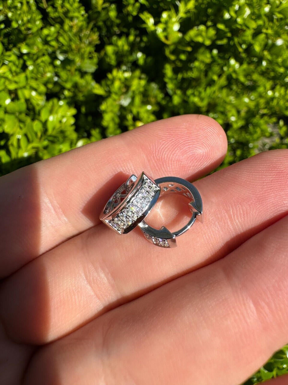 Moissanite Classic Small Huggie Iced Out Hoops | 925 Silver