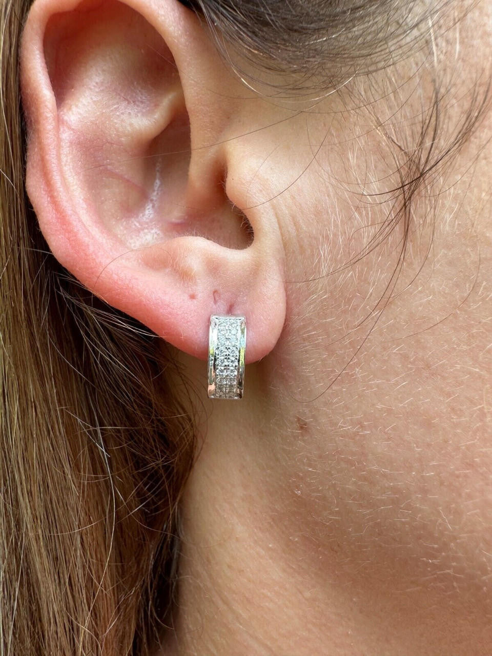 Moissanite Classic Small Huggie Iced Out Hoops | 925 Silver