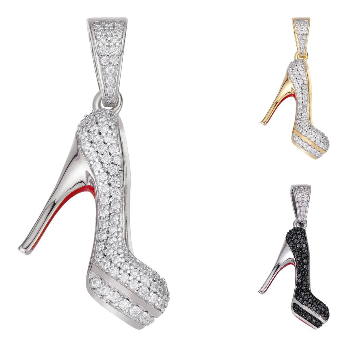 Moissanite Red Bottom Stiletto Heels Pendant | 14k Gold Vermeil Or 925 Silver