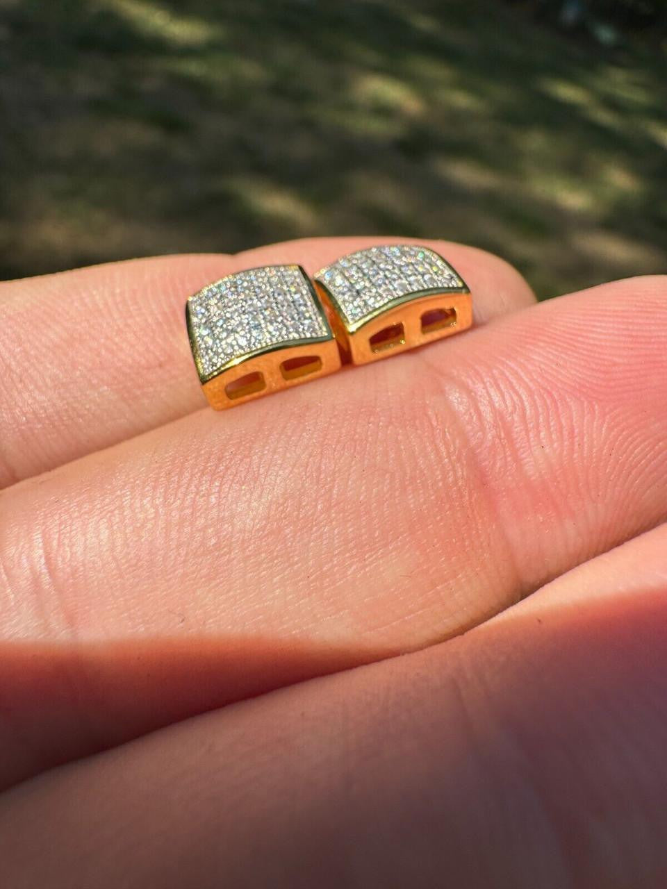 Moissanite Square Dome Hip Hop Earrings | 14k Gold Vermeil 925 Silver