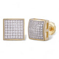 Moissanite Square Dome Hip Hop Earrings | 14k Gold Vermeil 925 Silver