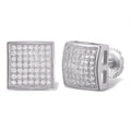Moissanite Square Dome Hip Hop Earrings | 925 Silver