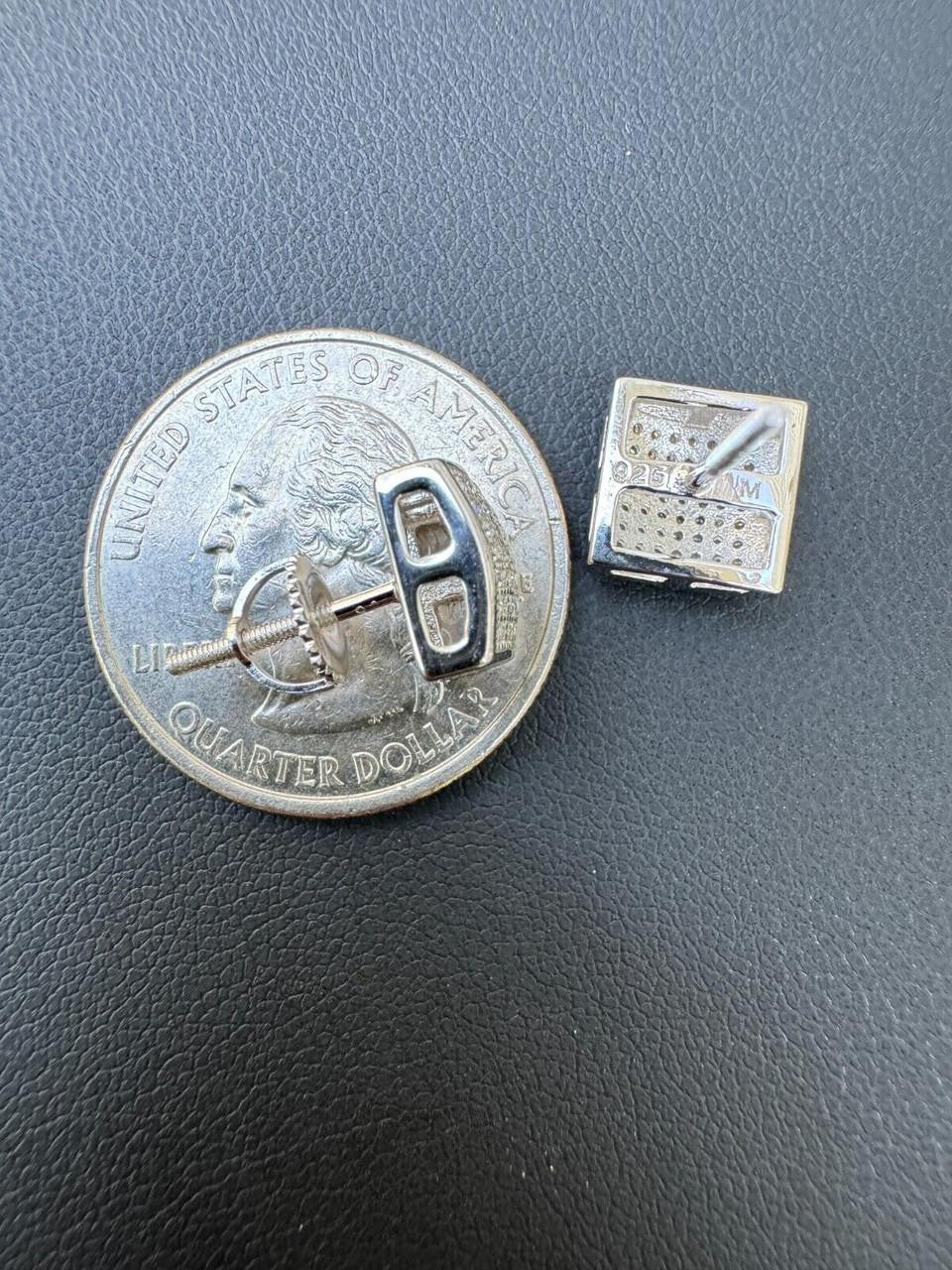 Moissanite Square Dome Hip Hop Earrings | 925 Silver