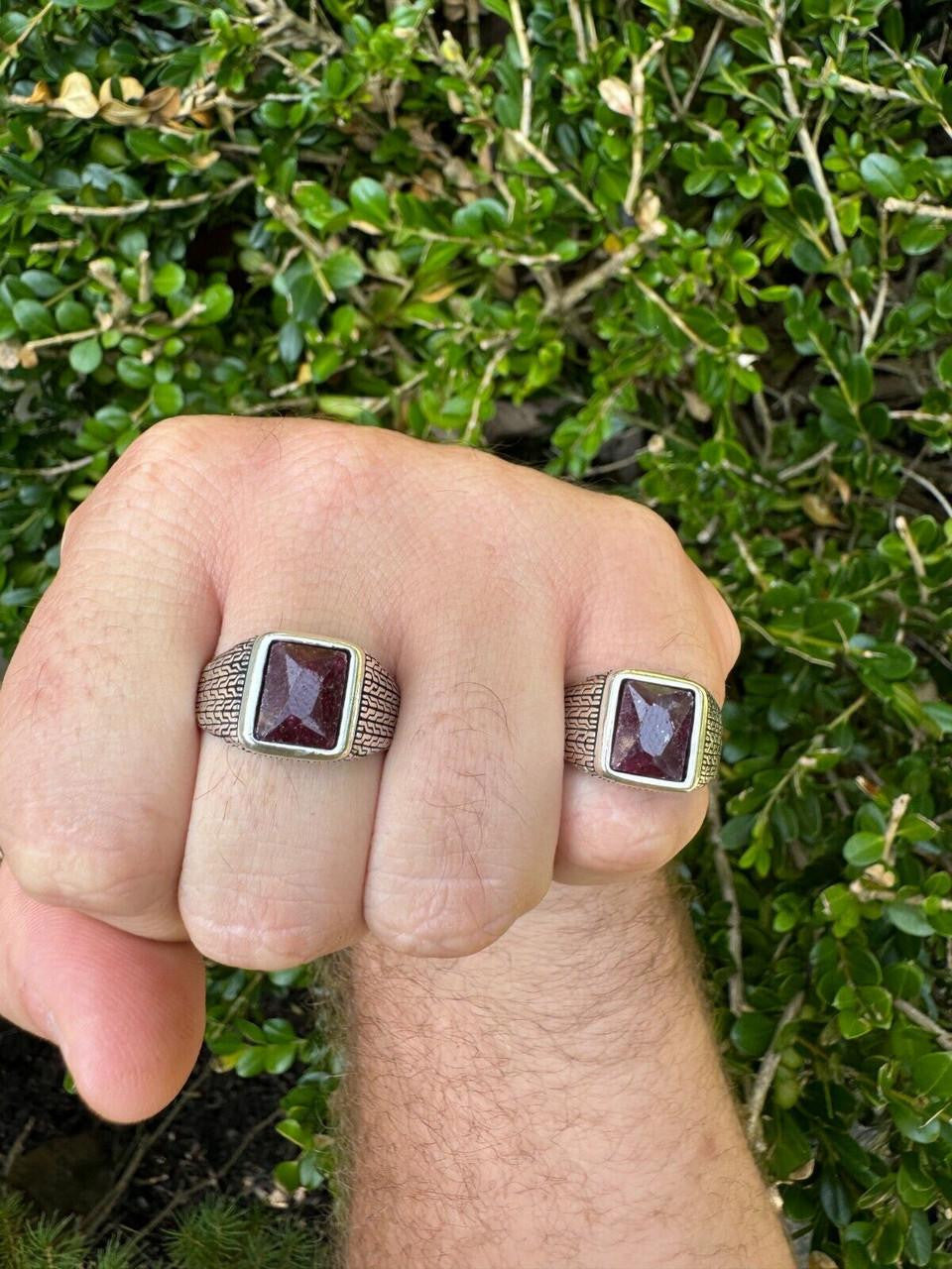 NYC Natural Blood Ring | 925 Silver Oxidized