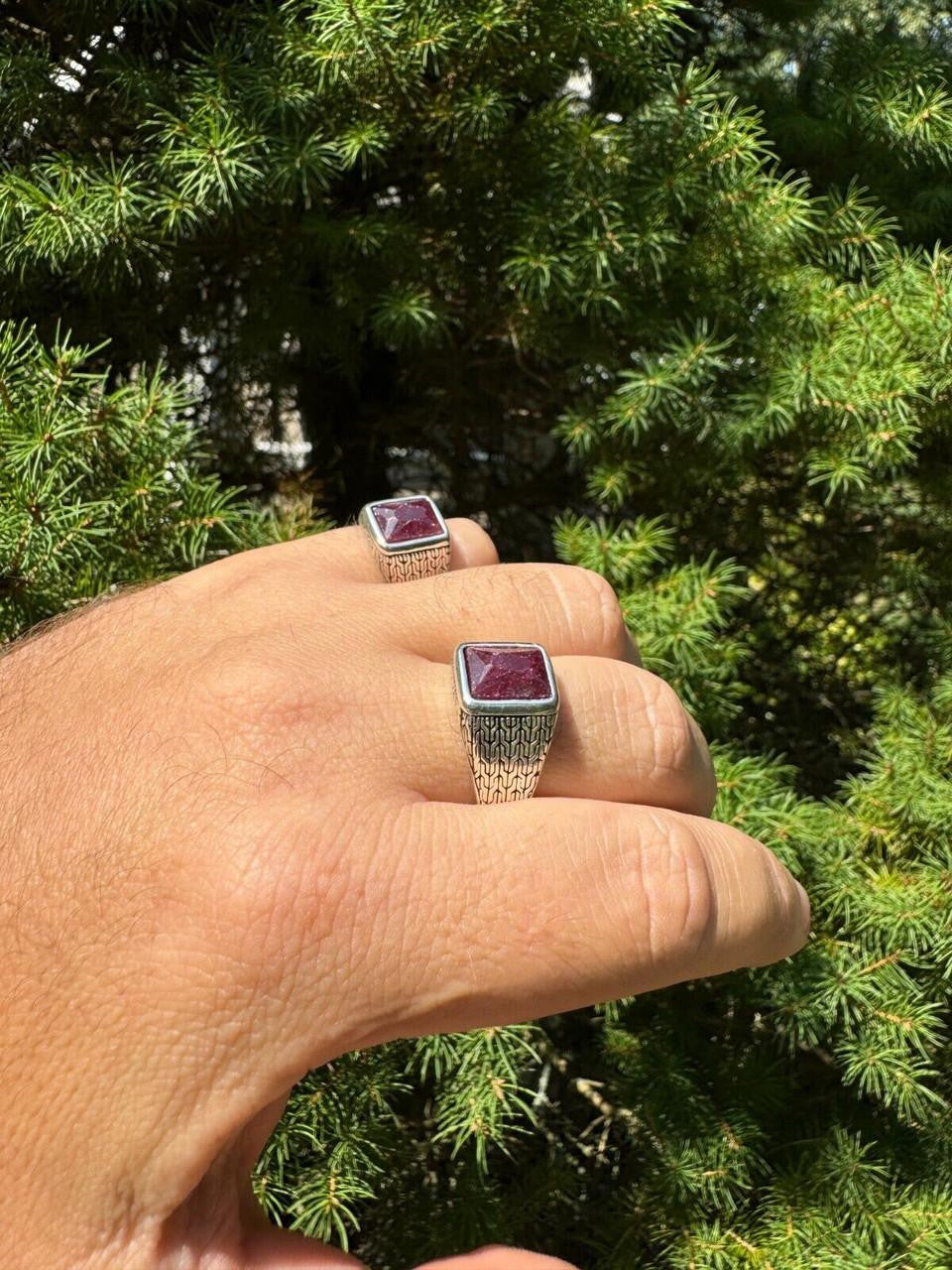 NYC Natural Blood Ring | 925 Silver Oxidized