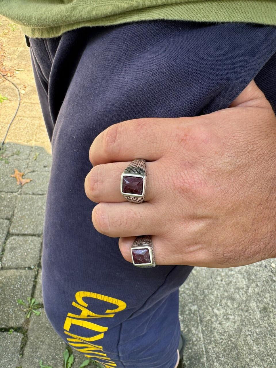NYC Natural Blood Ring | 925 Silver Oxidized