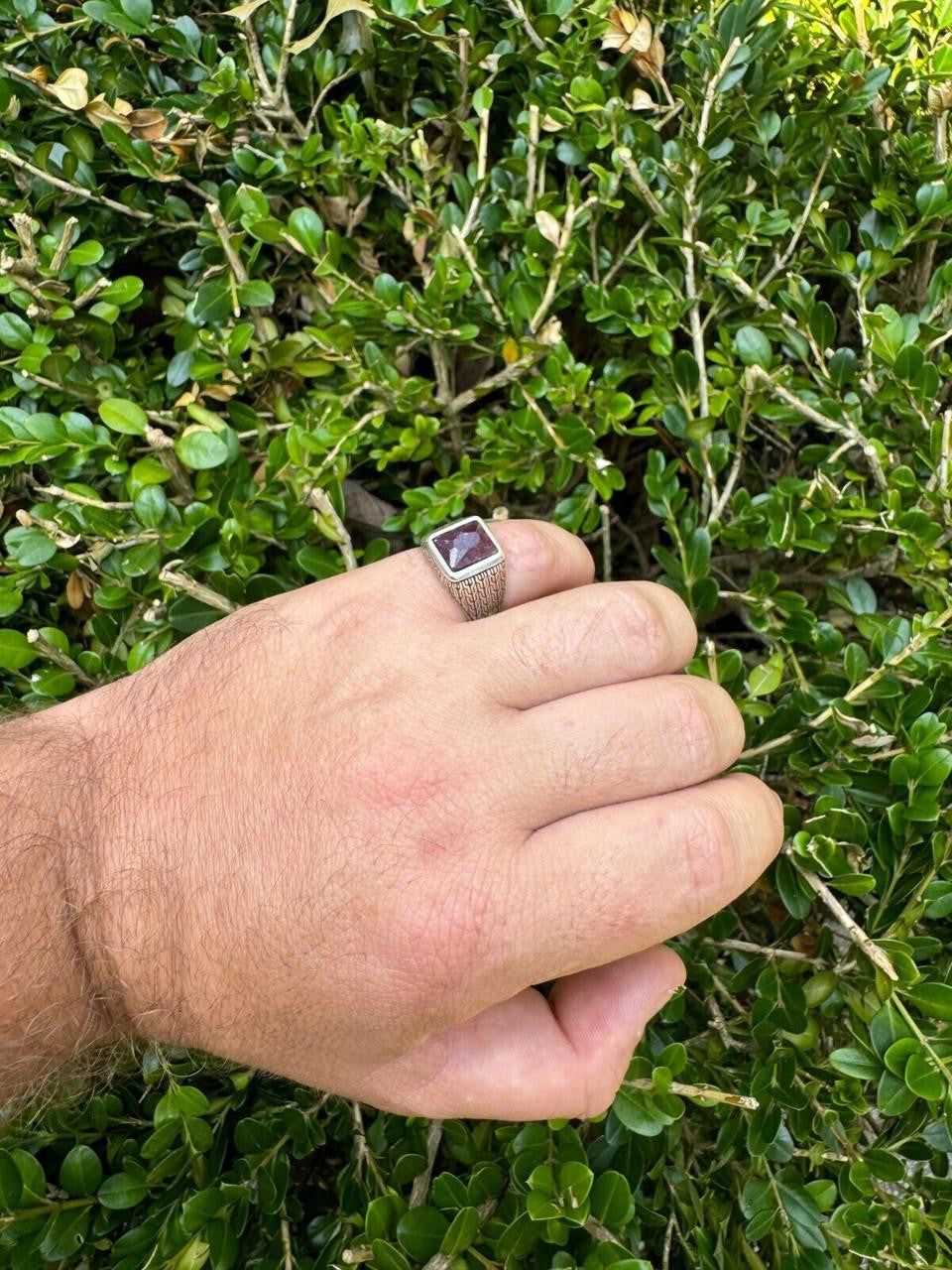 NYC Natural Blood Ring | 925 Silver Oxidized