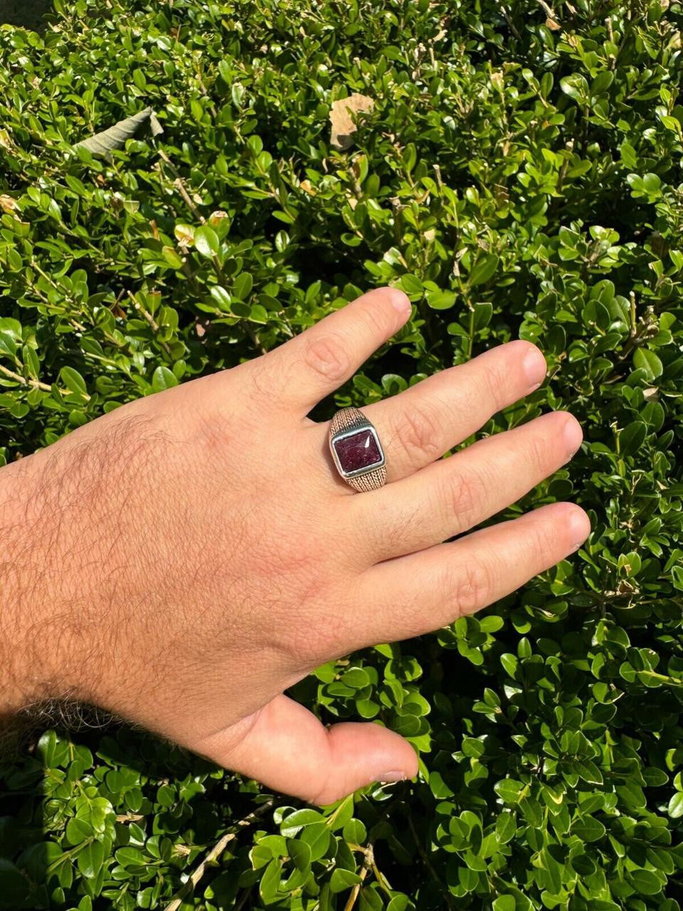 NYC Natural Blood Ring | 925 Silver Oxidized