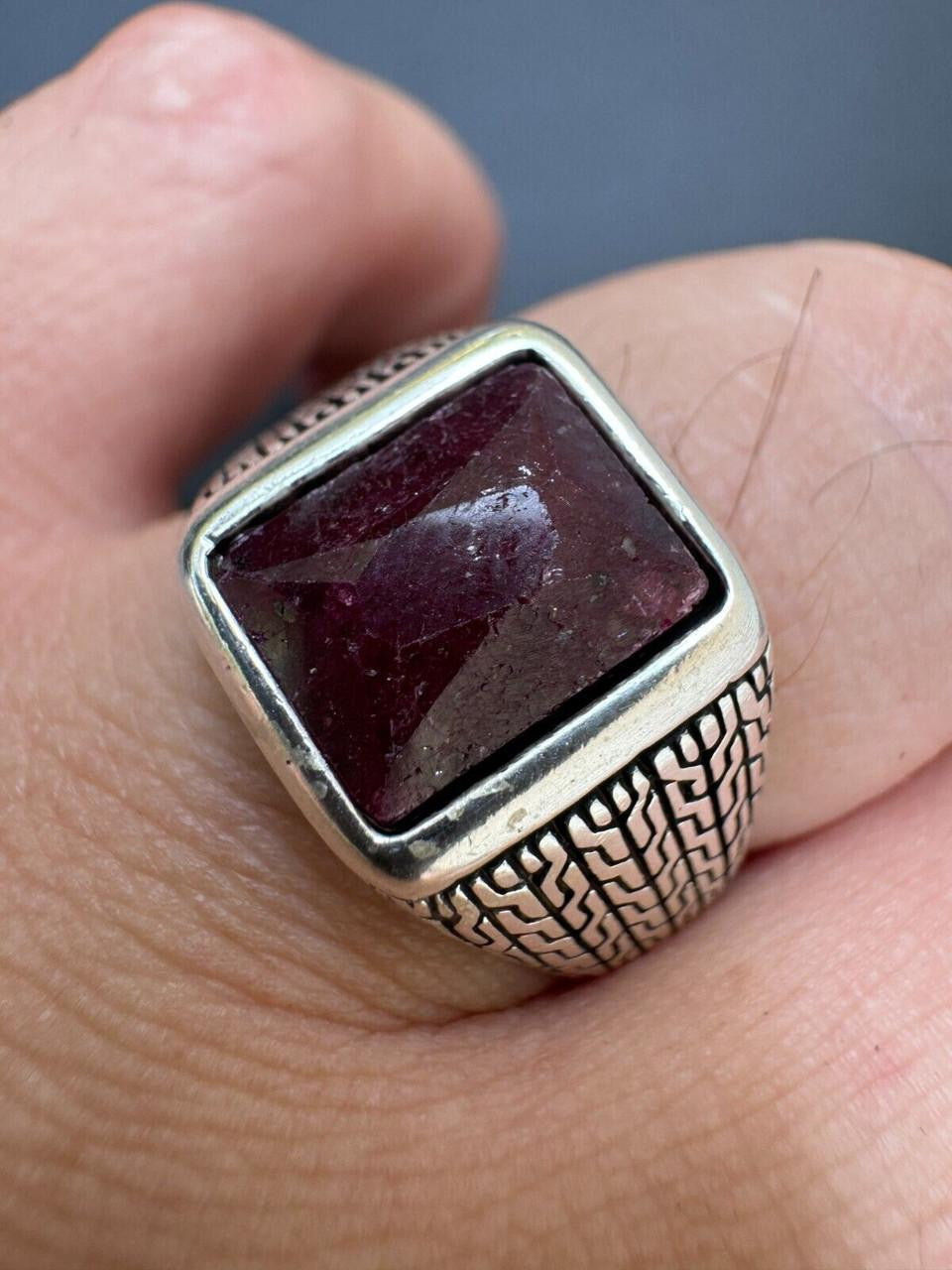 NYC Natural Blood Ring | 925 Silver Oxidized