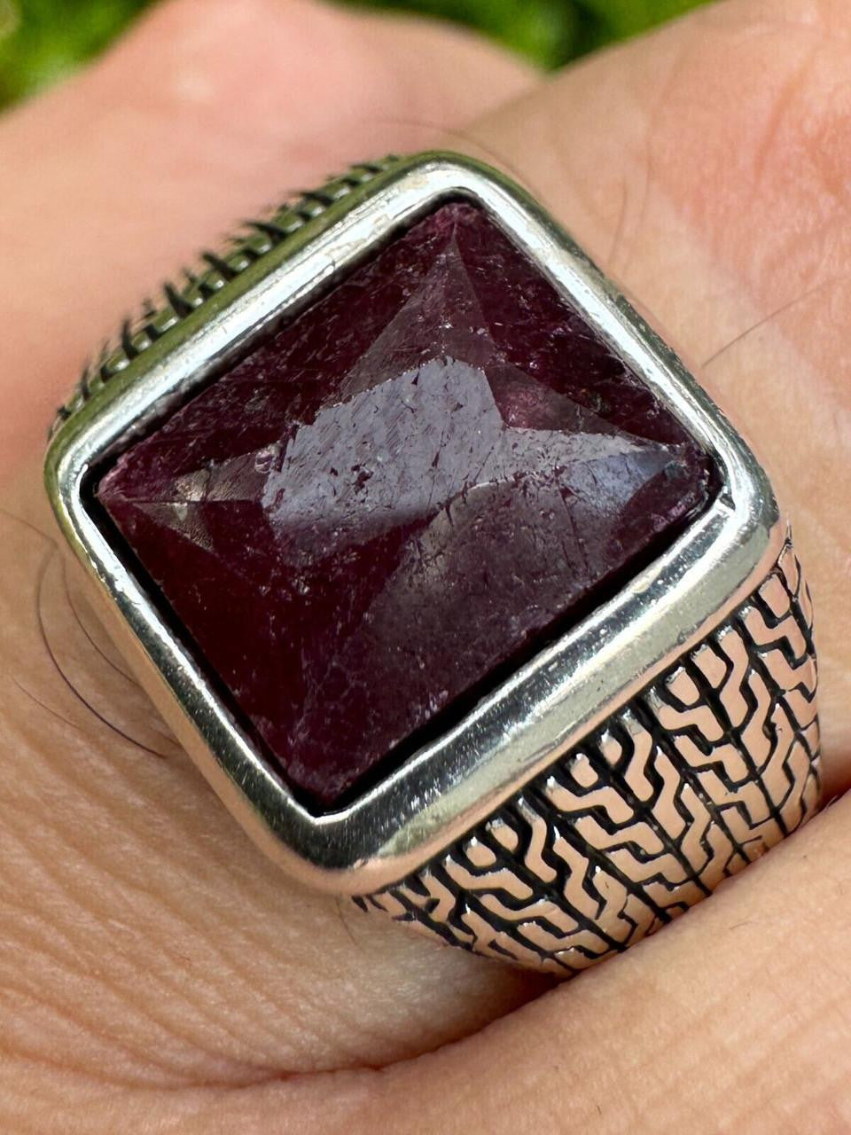 NYC Natural Blood Ring | 925 Silver Oxidized