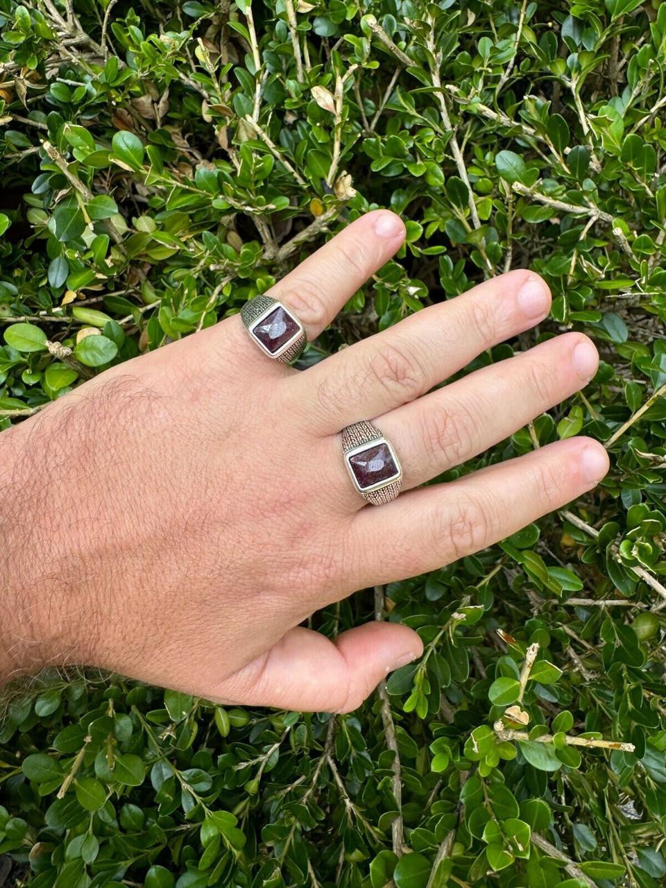 NYC Natural Blood Ring | 925 Silver Oxidized