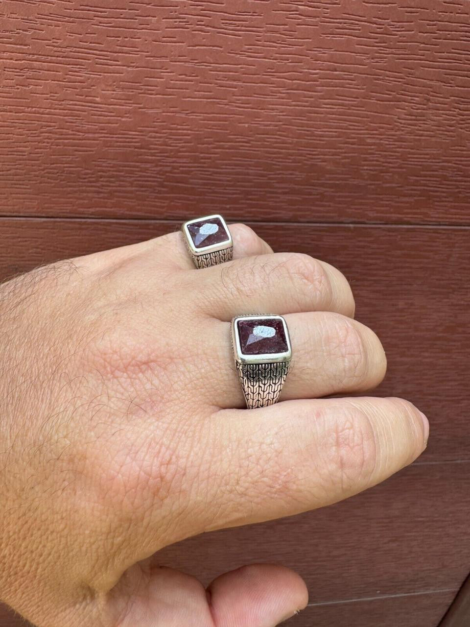 NYC Natural Blood Ring | 925 Silver Oxidized