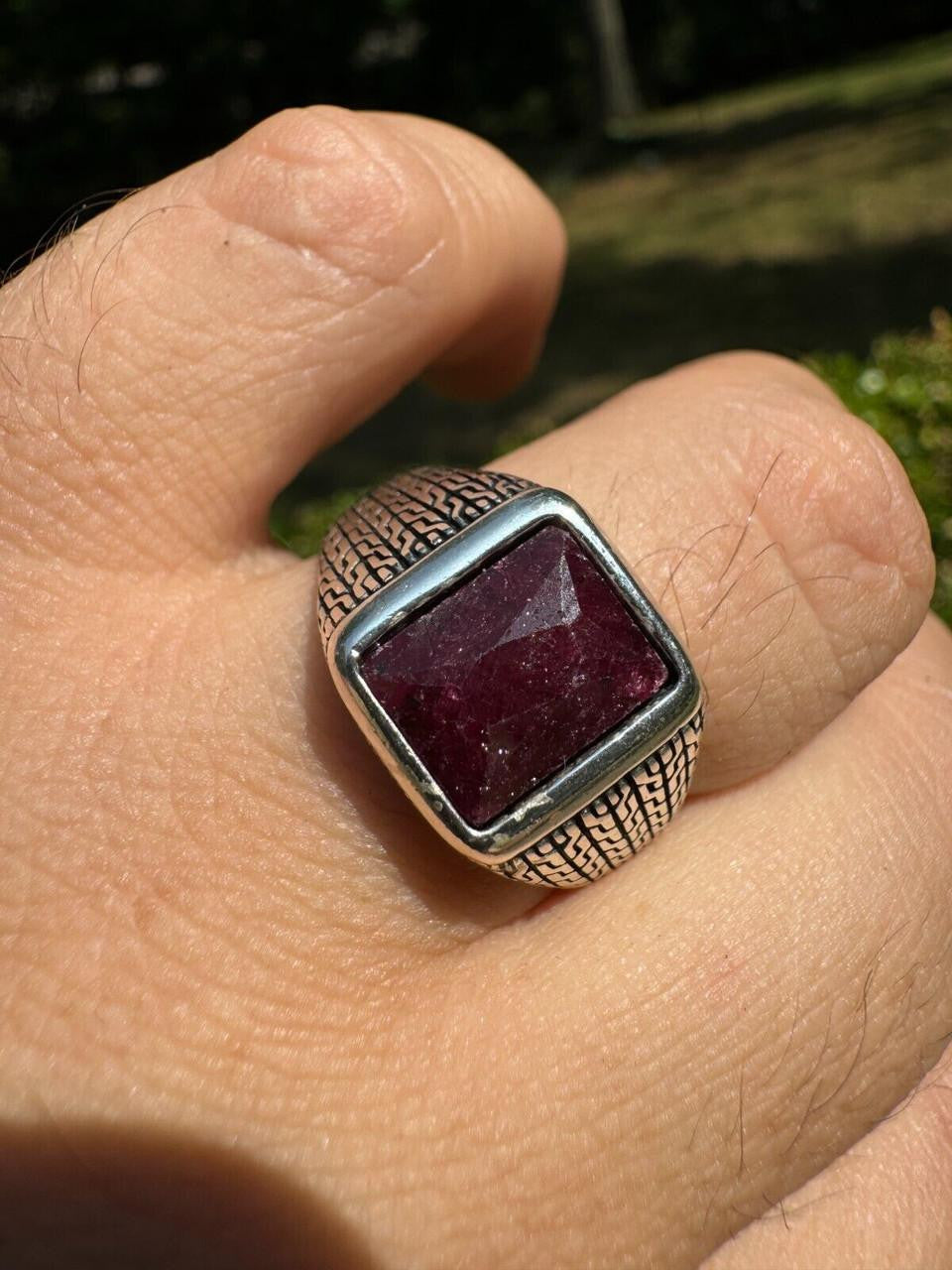 NYC Natural Blood Ring | 925 Silver Oxidized