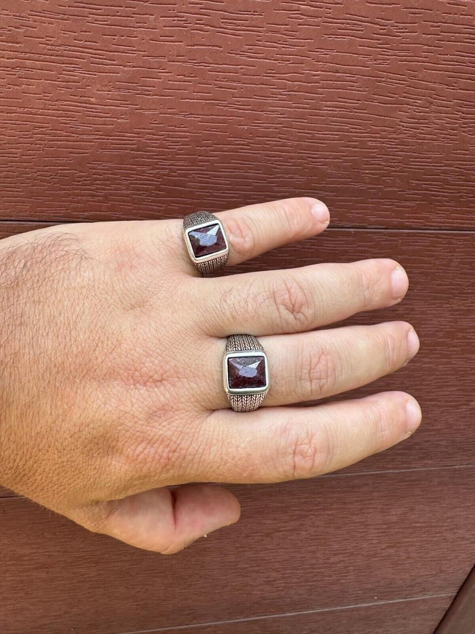NYC Natural Blood Ring | 925 Silver Oxidized