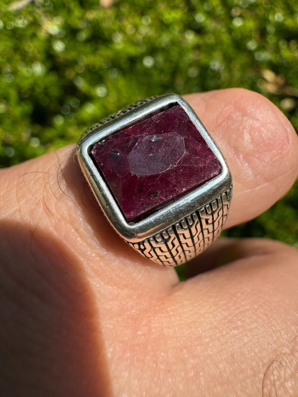 NYC Natural Blood Ring | 925 Silver Oxidized