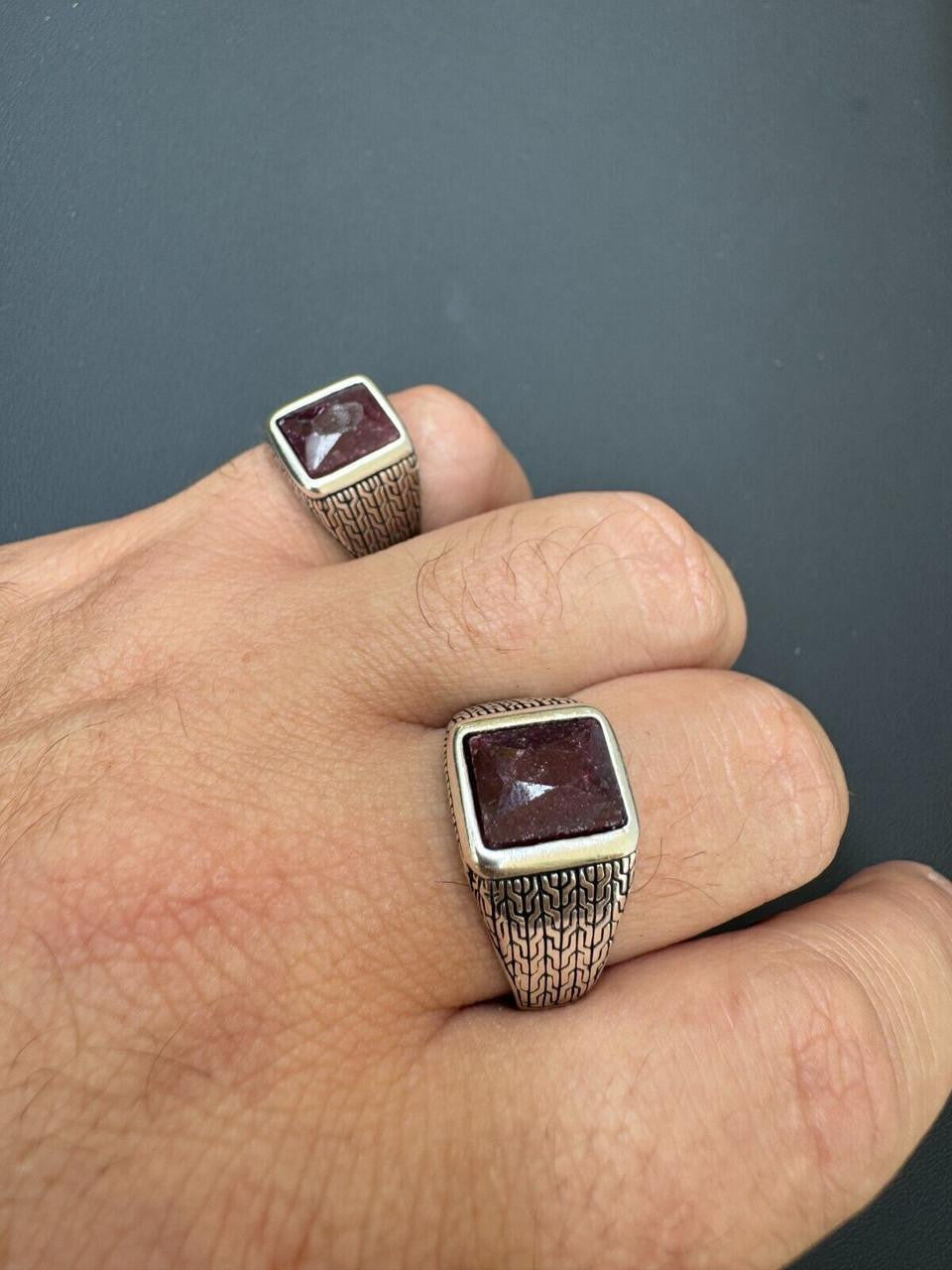 NYC Natural Blood Ring | 925 Silver Oxidized