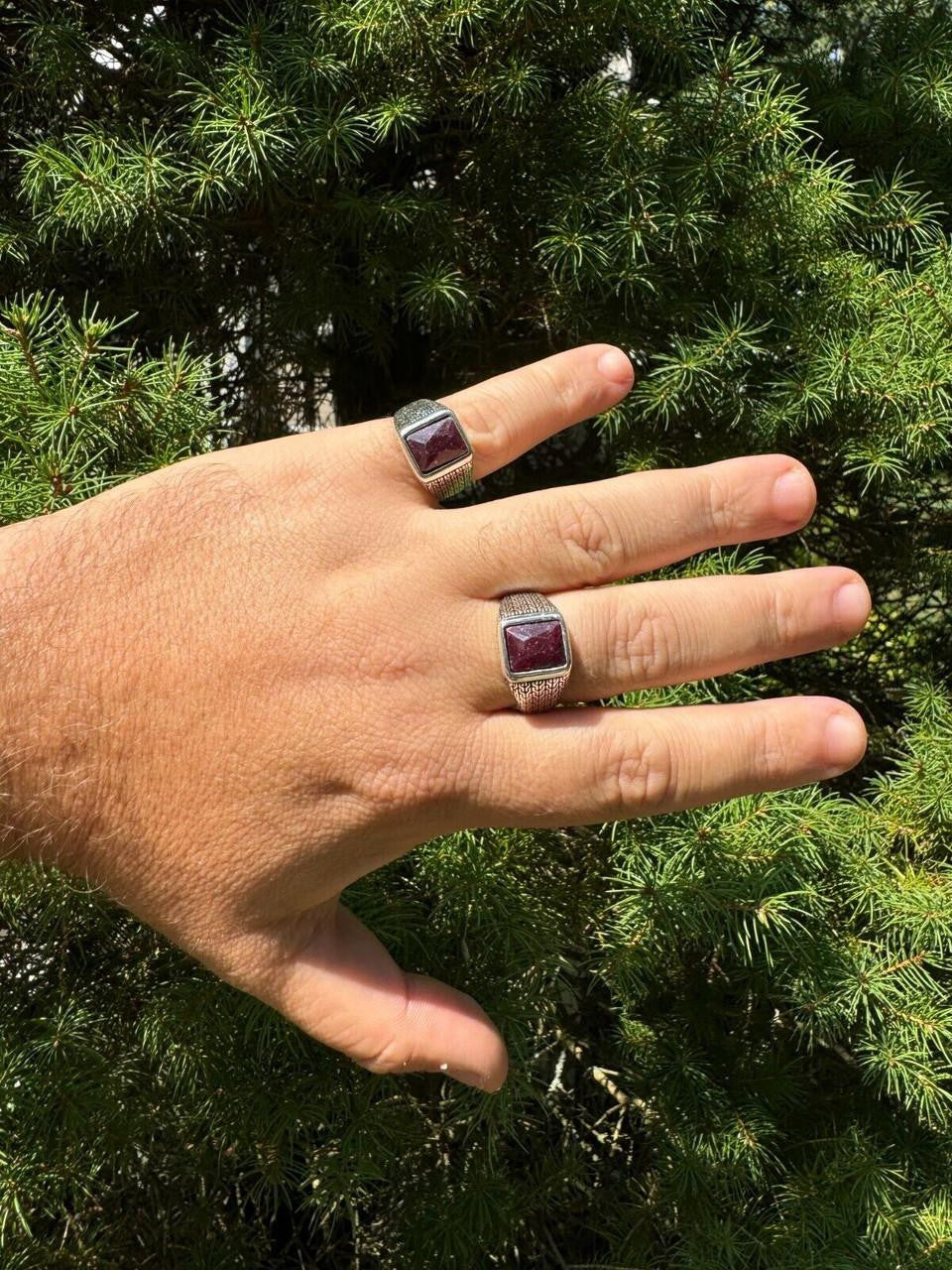 NYC Natural Blood Ring | 925 Silver Oxidized