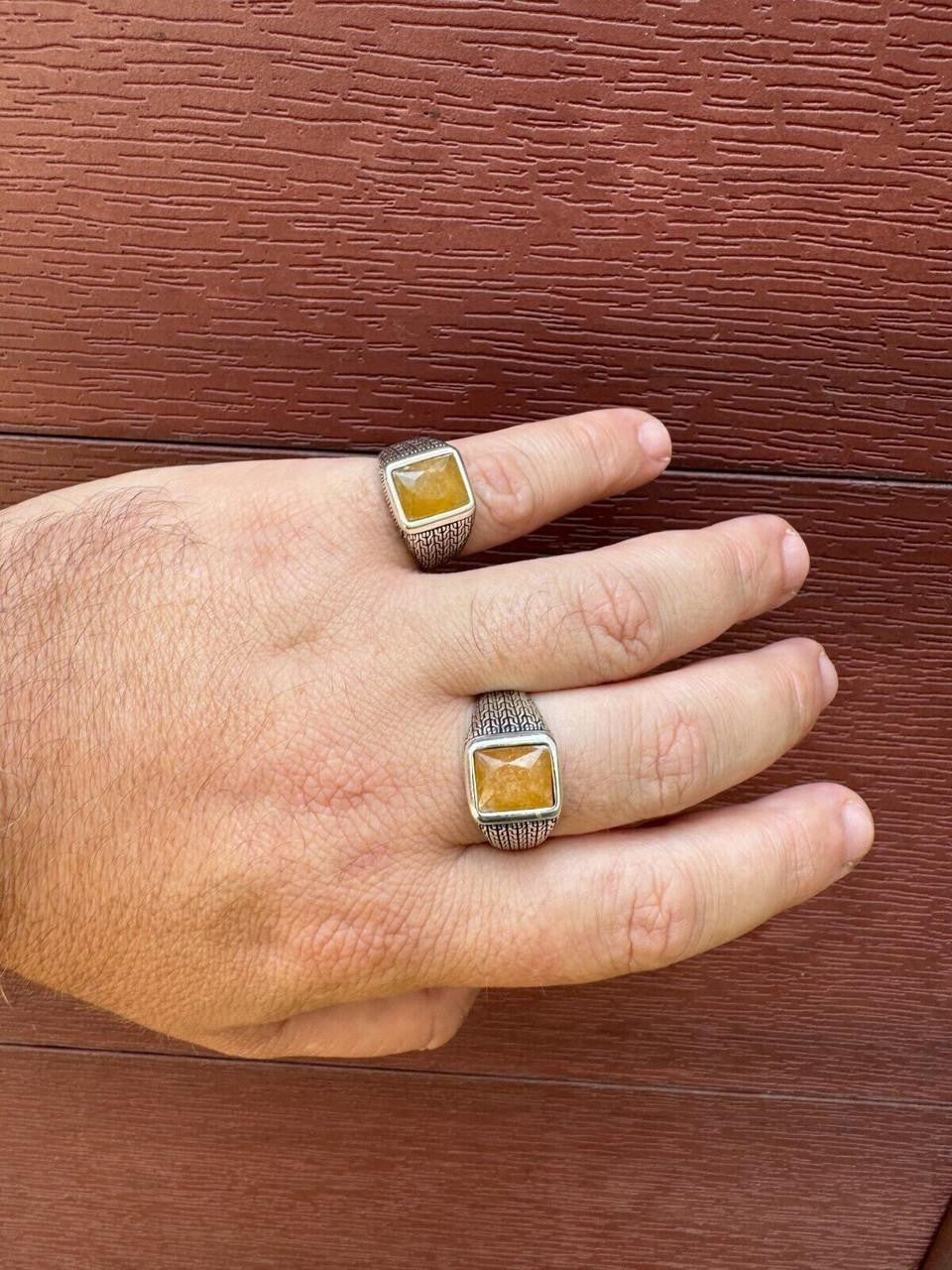 NYC Natural Canary Fate Ring | 925 Silver Oxidized