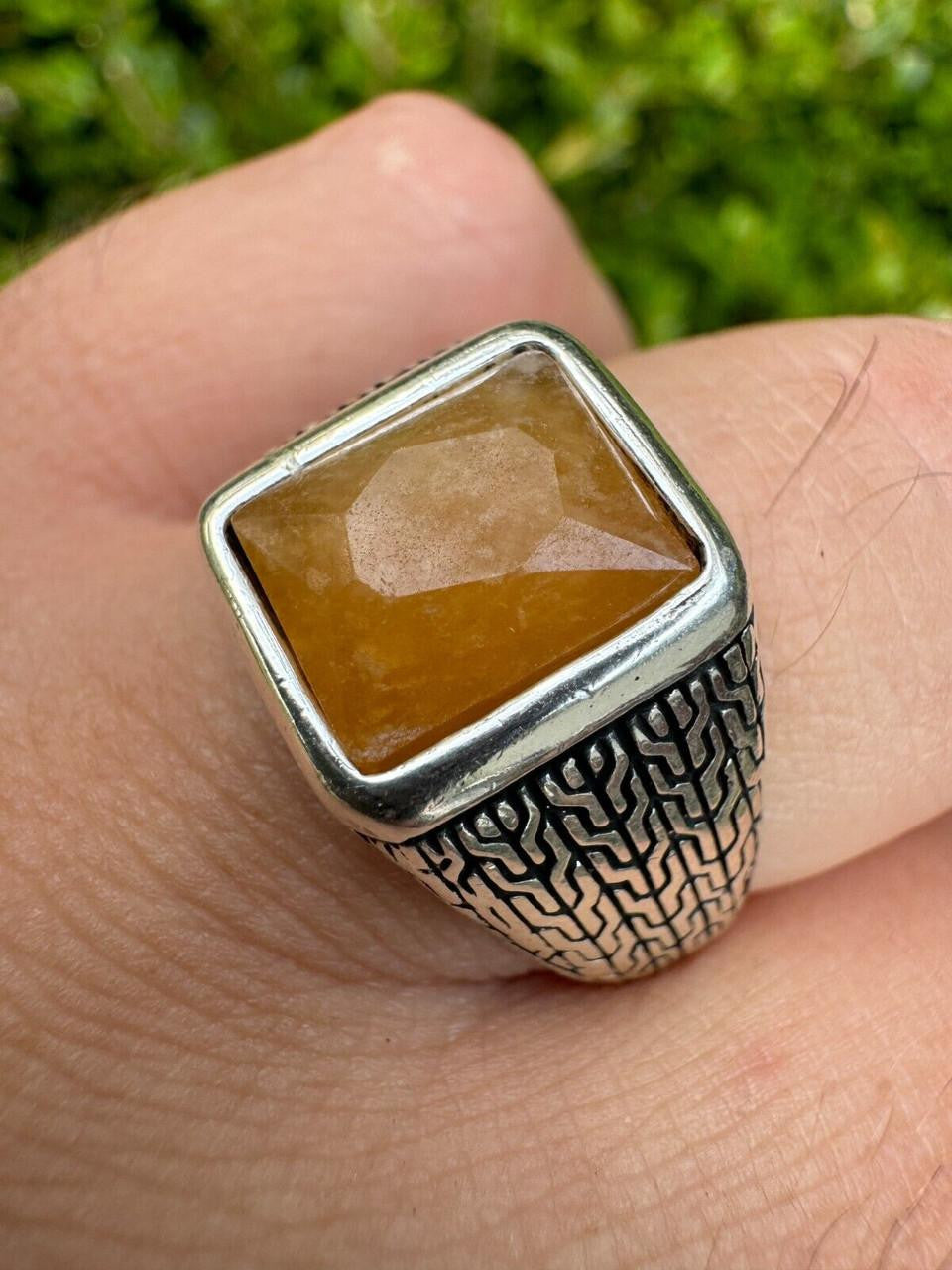 NYC Natural Canary Fate Ring | 925 Silver Oxidized