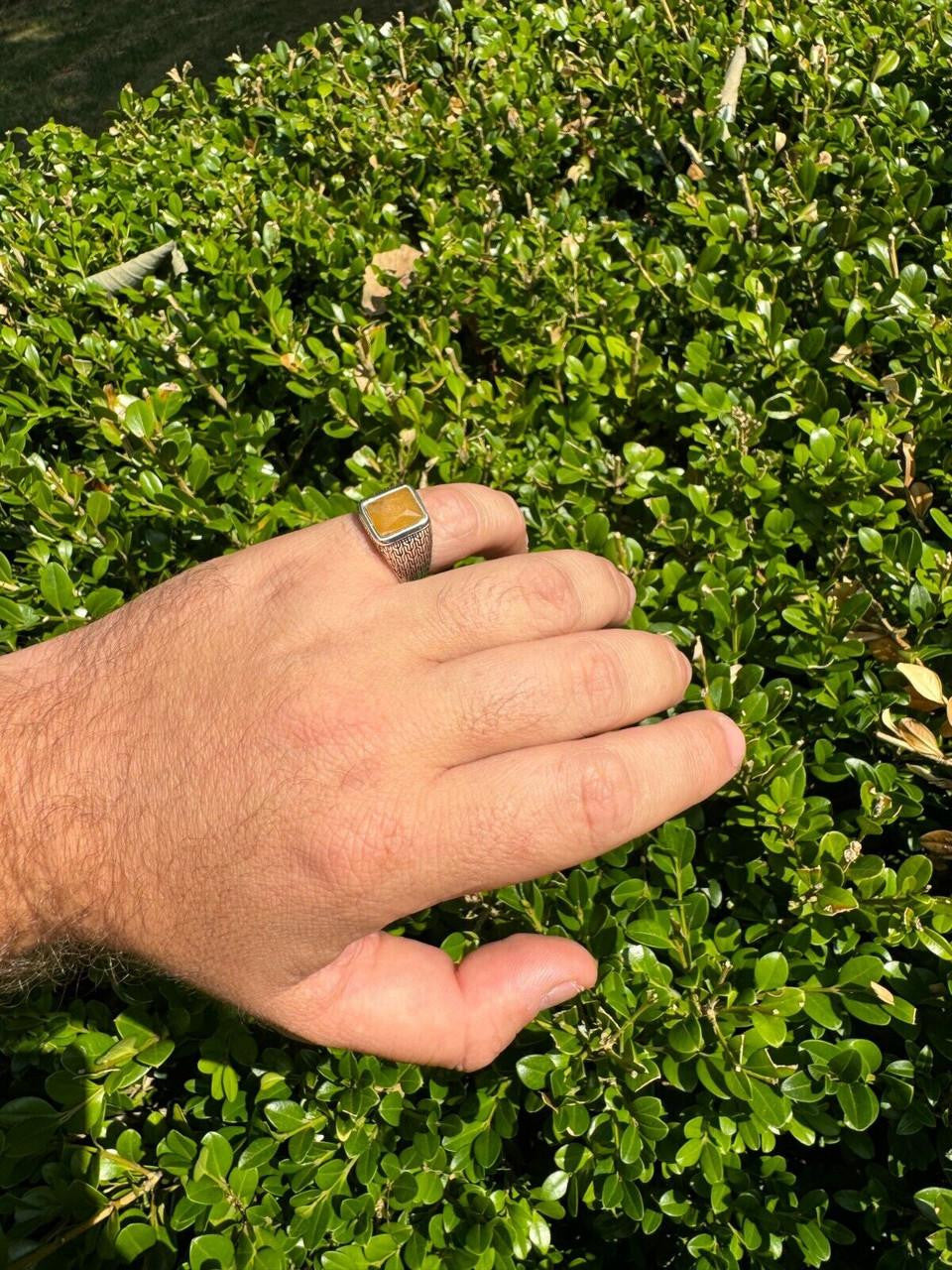 NYC Natural Canary Fate Ring | 925 Silver Oxidized
