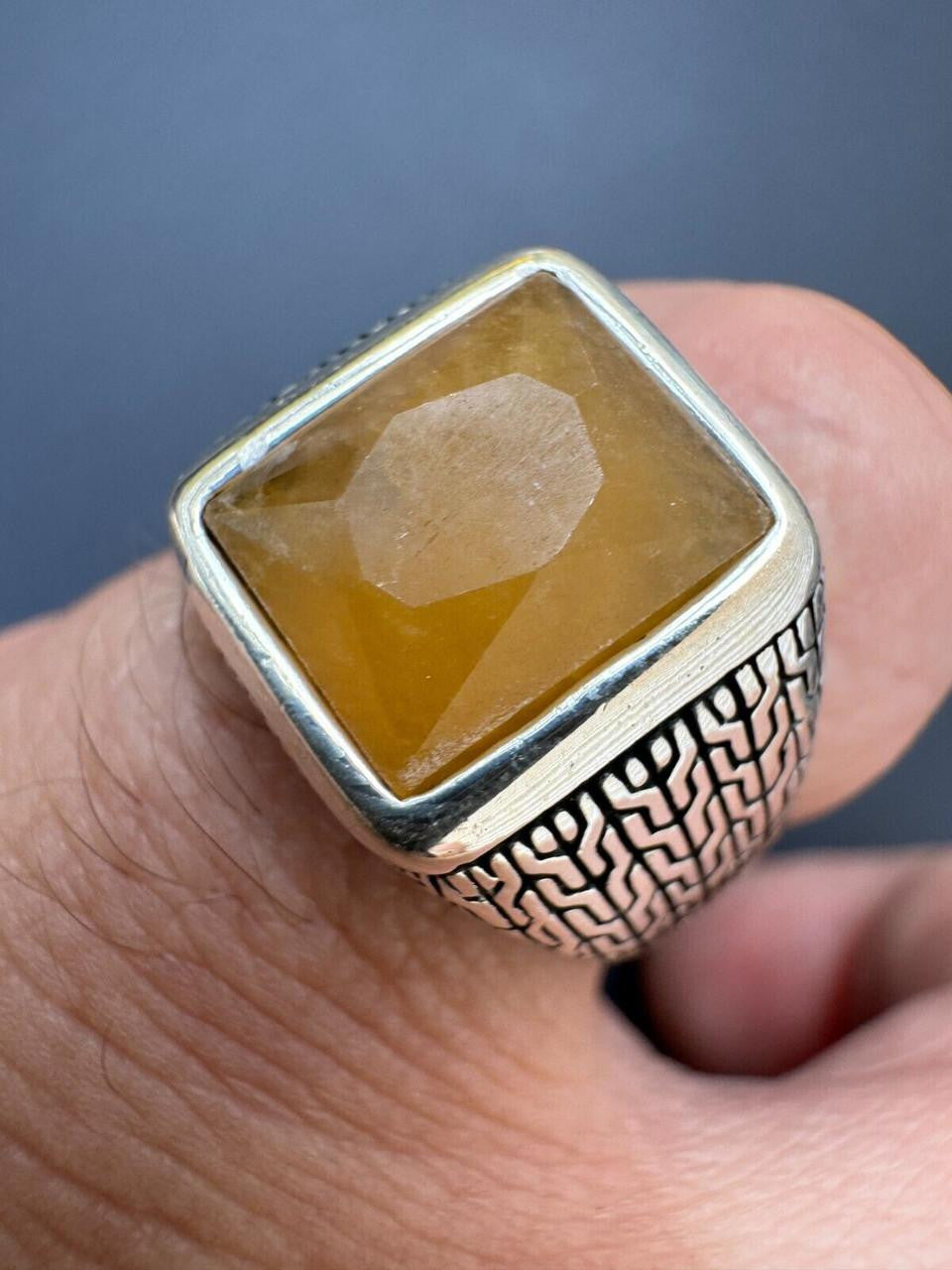 NYC Natural Canary Fate Ring | 925 Silver Oxidized