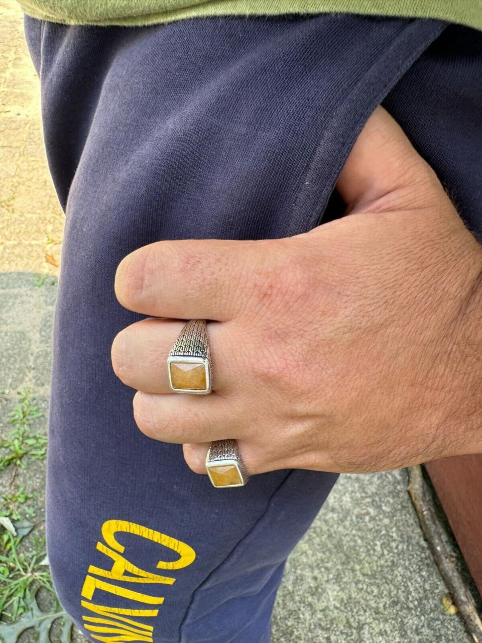 NYC Natural Canary Fate Ring | 925 Silver Oxidized