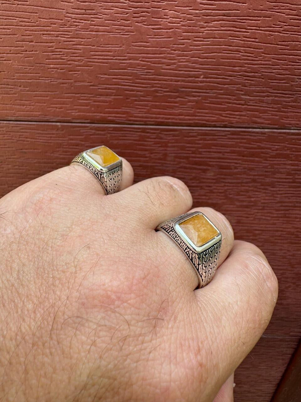 NYC Natural Canary Fate Ring | 925 Silver Oxidized