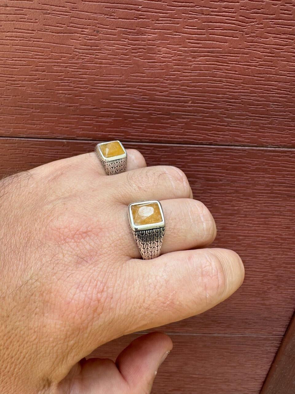 NYC Natural Canary Fate Ring | 925 Silver Oxidized