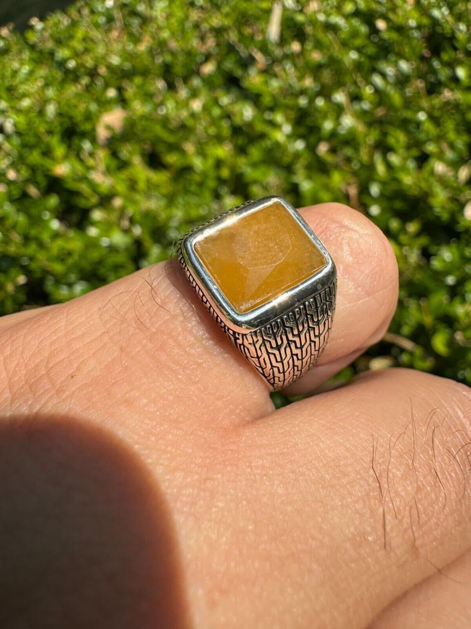 NYC Natural Canary Fate Ring | 925 Silver Oxidized