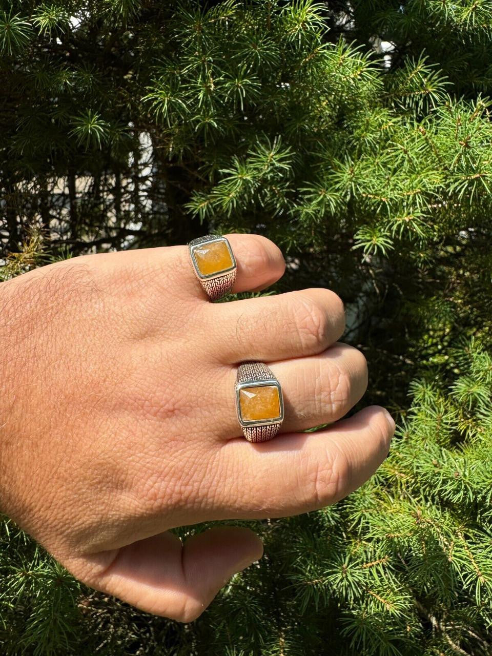 NYC Natural Canary Fate Ring | 925 Silver Oxidized