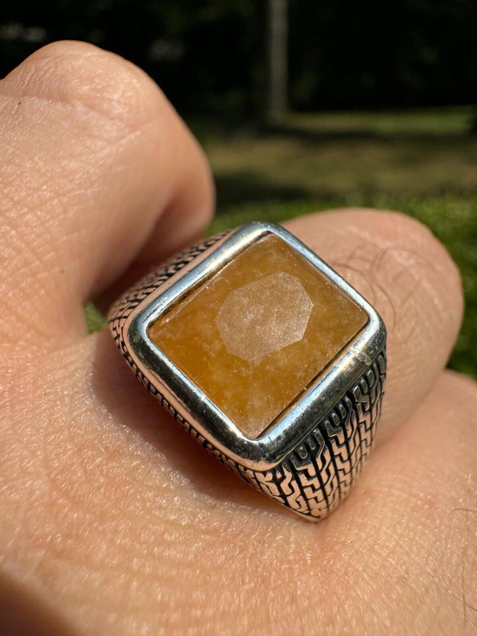 NYC Natural Canary Fate Ring | 925 Silver Oxidized