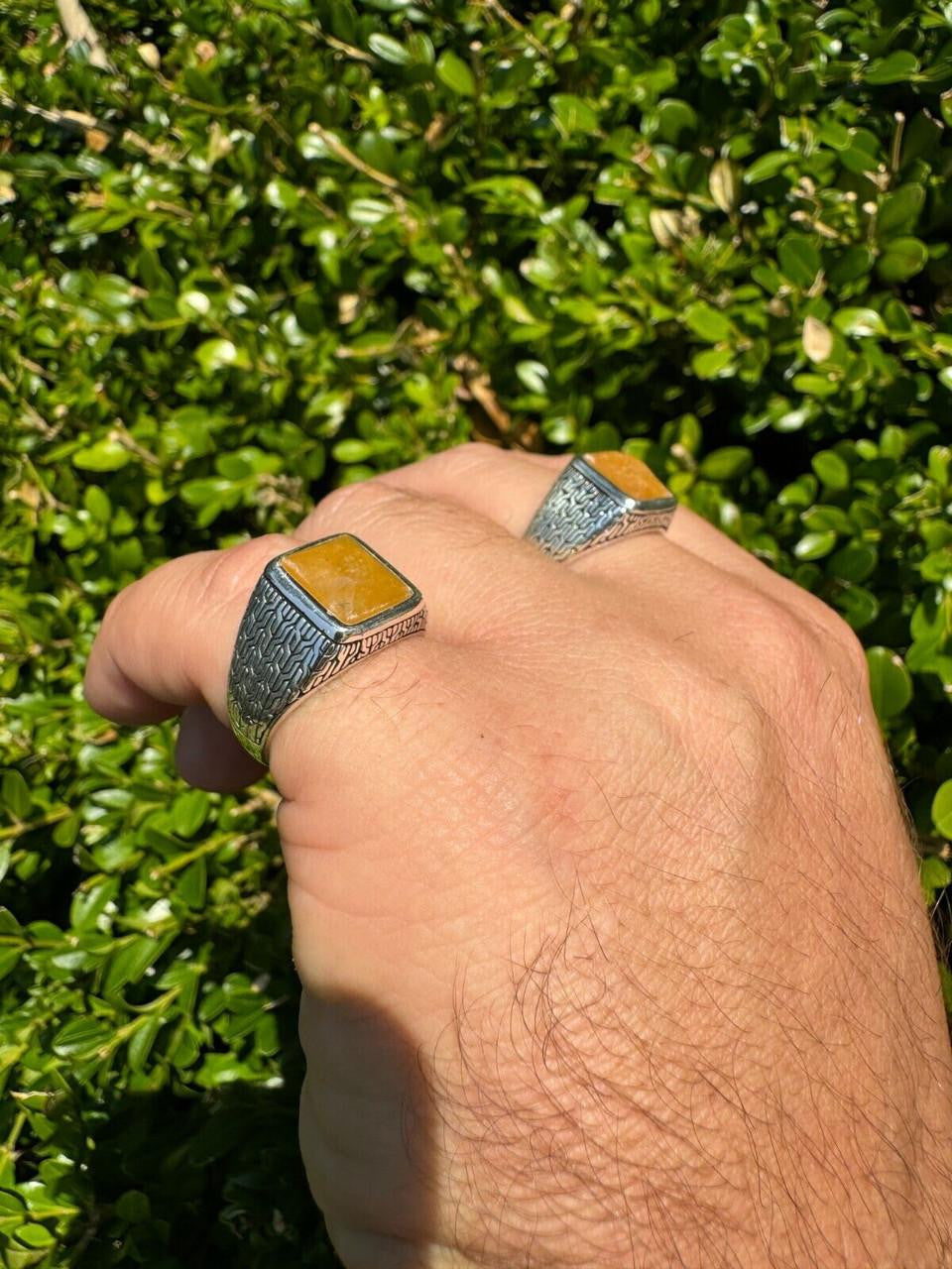 NYC Natural Canary Fate Ring | 925 Silver Oxidized