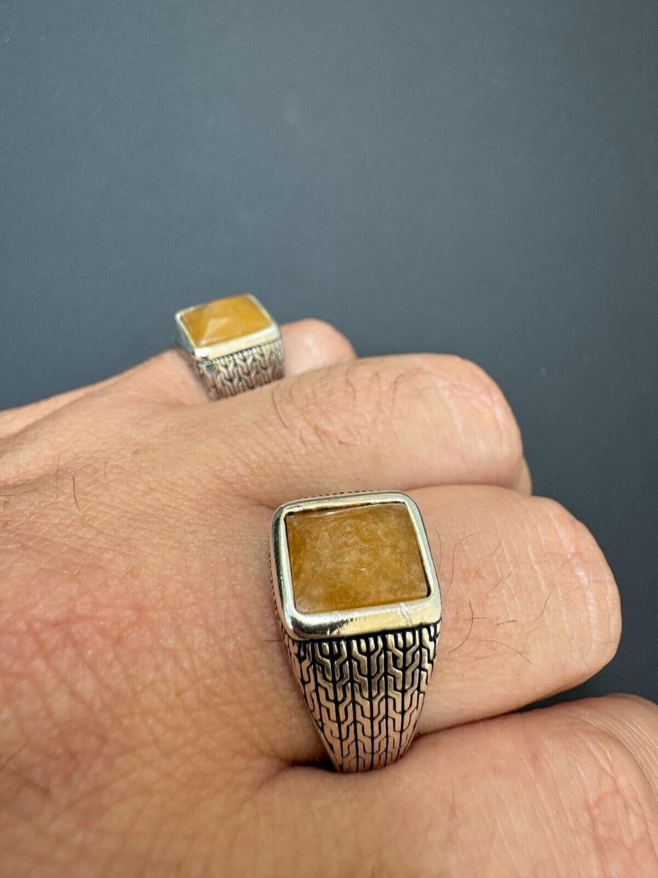 NYC Natural Canary Fate Ring | 925 Silver Oxidized